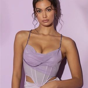 Oh Polly lolite cowl neck corset top in lilac
